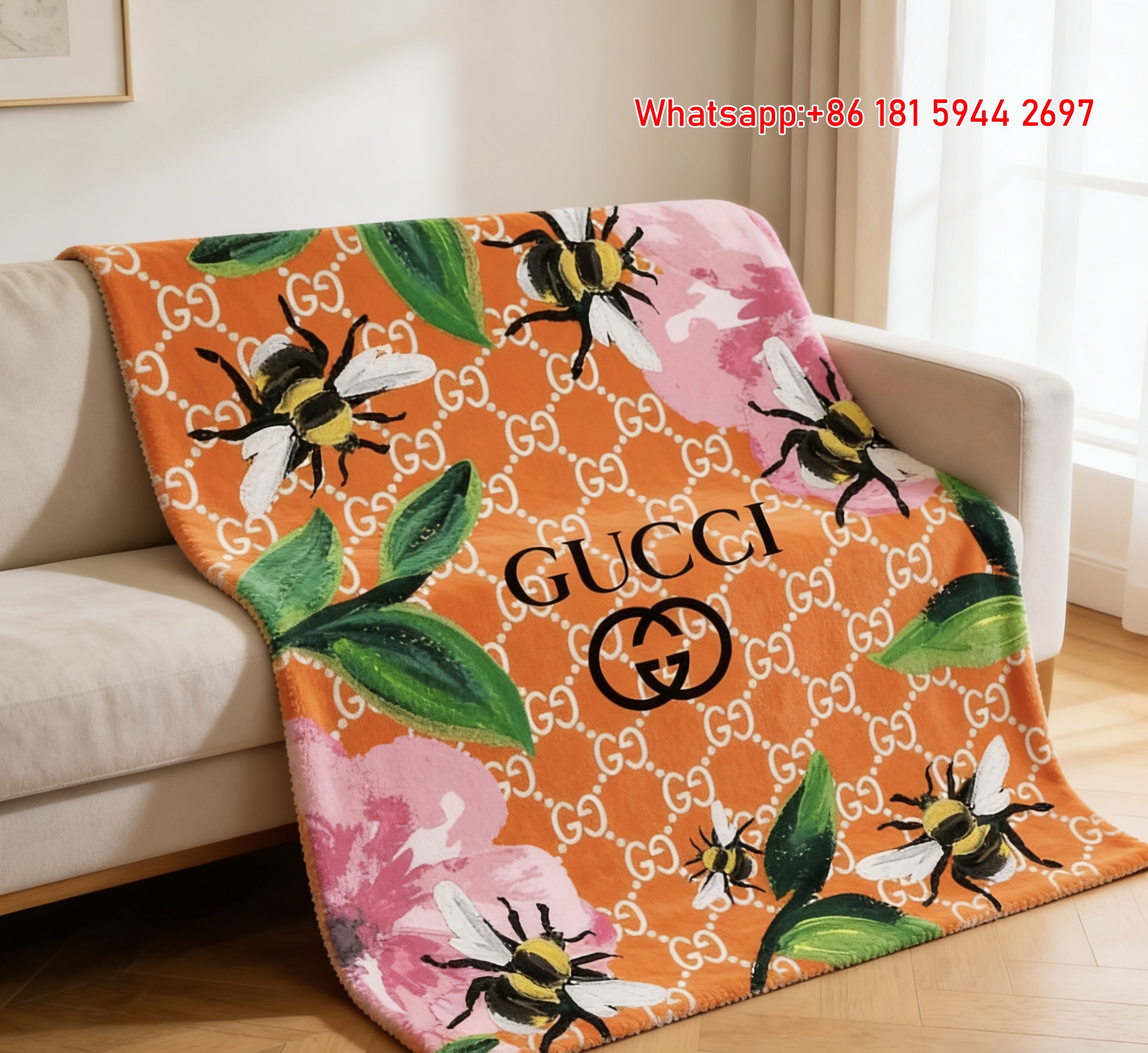 Gucci Bee Garden Throw Blankets IMG_2953